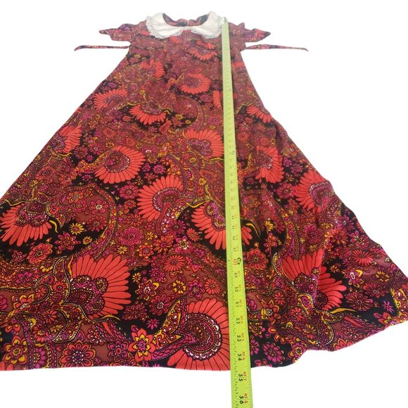 Vintage 70s  Psychedelic Boho Maxi Dress Size‎ S  Floral Paisley Retro Hippie - Picture 7 of 9